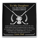 Encouragement Gift For Daughter From Dad, Fearless Brave and Capable Message Card Love Knot Necklace