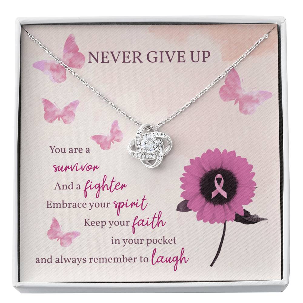 Encouragement Gift, Never Give Up, Love Knot Necklace