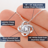 Encouragement Gift For Daughter From Mom, Fearless Brave and Capable Message Card Love Knot Necklace