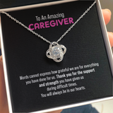 Gift For Caregiver - We Are So Grateful Message Card Love Knot Necklace