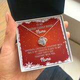 Gift For Wife Christmas, Personalized Names Love Knot Necklace, My Cuddle Bunny Message Card,