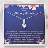 The perfect mother of the bride gift from groom. Heartfelt message card included from Groom to new Mother in law. Ribbon shaped,14K white gold over stainless steel,clear crystals,sparkling 7mm round Cubic Zirconia.