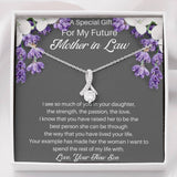 The perfect mother of the bride gift from groom. Heartfelt message card included from Groom to new Mother in law. Ribbon shaped,14K white gold over stainless steel,clear crystals,sparkling 7mm round Cubic Zirconia.