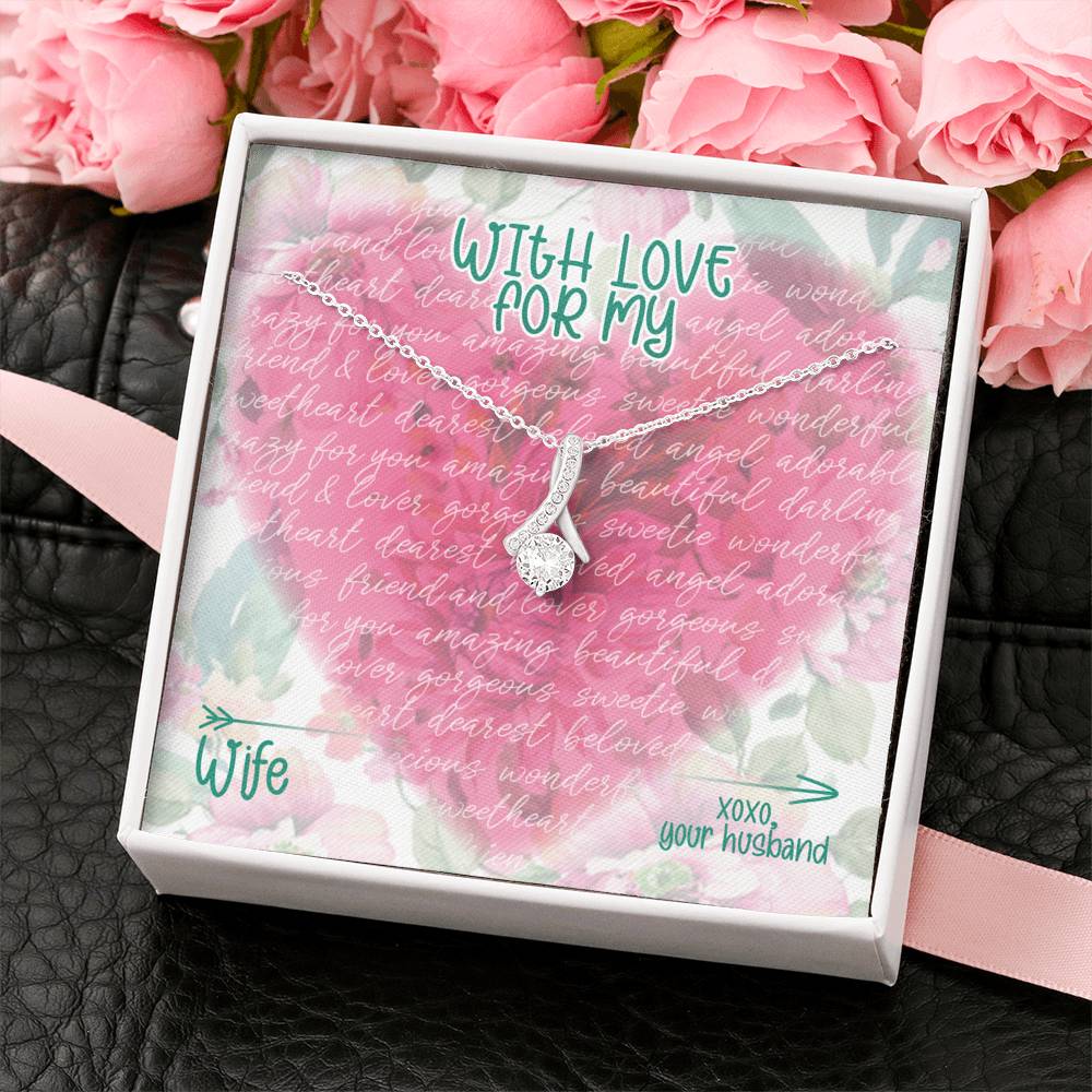 To My Wife Sparkling Necklace Gift with Message