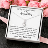 The perfect gift for mom on your wedding day.Ribbon shaped,14K white gold over stainless steel,clear crystals, a sparkling 7mm round  Cubic Zirconia. 