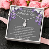 The perfect mother of the bride gift from groom. Heartfelt message card included from Groom to new Mother in law. Ribbon shaped,14K white gold over stainless steel,clear crystals,sparkling 7mm round Cubic Zirconia.