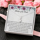 The perfect mother of the bride gift from groom. Heartfelt message card included from Groom to new Mother in law. Ribbon shaped,14K white gold over stainless steel,clear crystals,sparkling 7mm round Cubic Zirconia.