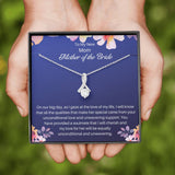 The perfect mother of the bride gift from groom. Heartfelt message card included from Groom to new Mother in law. Ribbon shaped,14K white gold over stainless steel,clear crystals,sparkling 7mm round Cubic Zirconia.