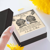 The perfect gift for your wife and mom to be.Ribbon shaped,14K white gold over stainless steel,clear crystals, a sparkling 7mm round Cubic Zirconia.Message card that reads: "To my beautiful wife and radiant mom to be, It makes me smile knowing that our sweet little baby is half me and half the person I love. I love you so much."