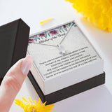 The perfect mother of the bride gift from groom. Heartfelt message card included from Groom to new Mother in law. Ribbon shaped,14K white gold over stainless steel,clear crystals,sparkling 7mm round Cubic Zirconia.