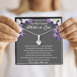 The perfect mother of the bride gift from groom. Heartfelt message card included from Groom to new Mother in law. Ribbon shaped,14K white gold over stainless steel,clear crystals,sparkling 7mm round Cubic Zirconia.