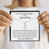 The perfect gift for mom on your wedding day.Ribbon shaped,14K white gold over stainless steel,clear crystals, a sparkling 7mm round  Cubic Zirconia. 