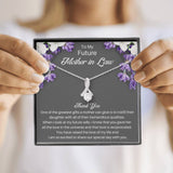 The perfect mother of the bride gift from groom. Heartfelt message card included from Groom to new Mother in law. Ribbon shaped,14K white gold over stainless steel,clear crystals,sparkling 7mm round Cubic Zirconia.
