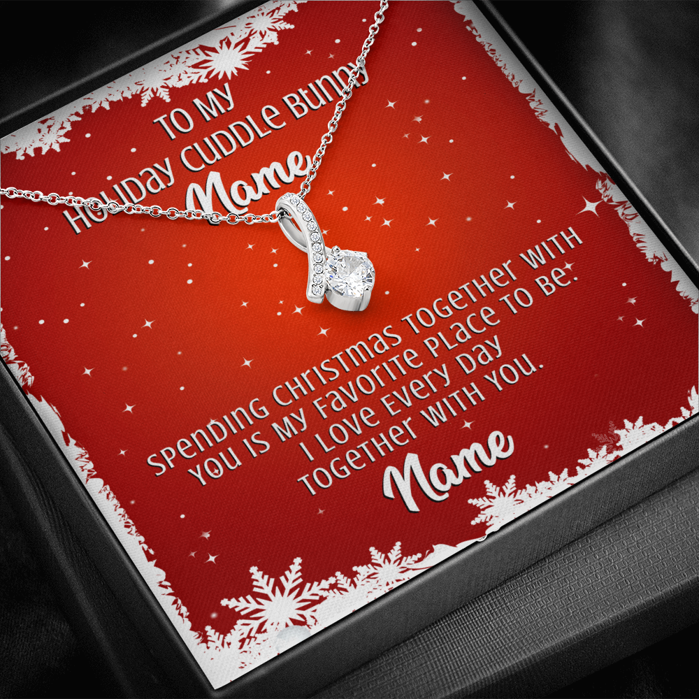 Gift For Wife Christmas, Personalized Names Necklace, My Cuddle Bunny Message Card, Alluring Beauty Necklace