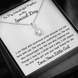 The perfect gift for mom on your wedding day.Ribbon shaped,14K white gold over stainless steel,clear crystals, a sparkling 7mm round  Cubic Zirconia. 