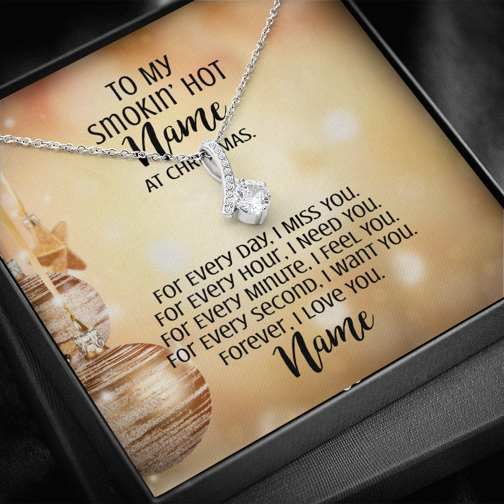 Gift For Wife Christmas, Personalized Names Necklace, Forever I Love You Message Card, Alluring Beauty Necklace