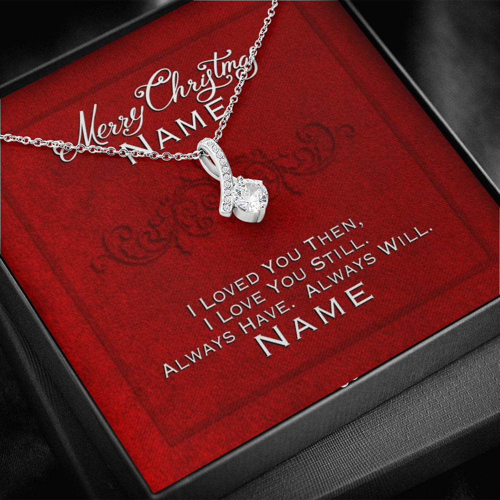 Gift For Wife Christmas, Personalized Names Necklace, All I Love You Still Message Card, Alluring Beauty Necklace