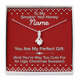 Gift For Wife Christmas, Personalized Names Necklace. To My Smokin' Hot Honey Message Card, Alluring Beauty Necklace