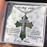 Gift For Son From Mom-St. Patrick's Day Cross Necklace