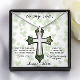 Gift For Son From Mom-St. Patrick's Day Cross Necklace