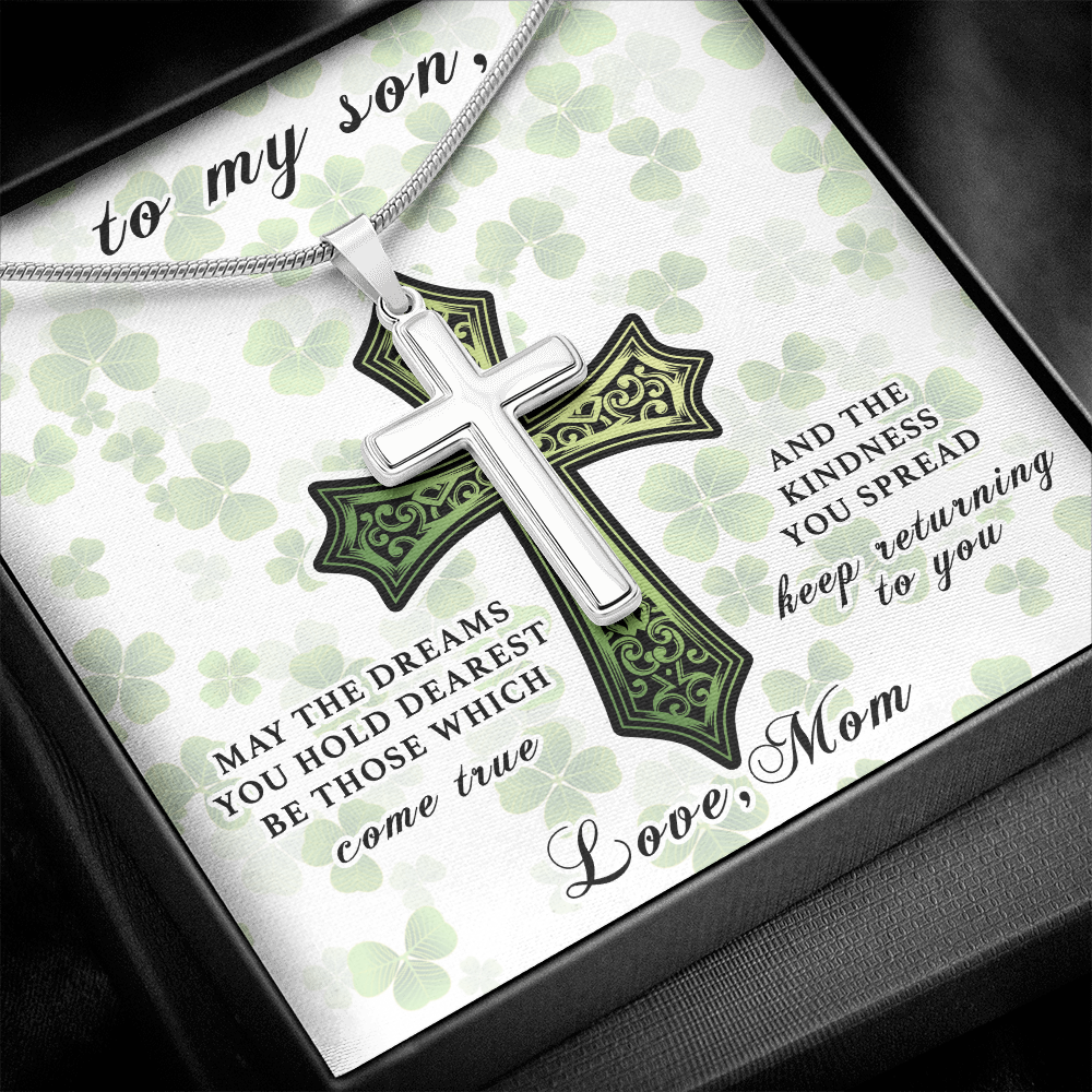 Gift For Son From Mom-St. Patrick's Day Cross Necklace