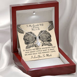 The perfect gift for your wife and mom to be.Ribbon shaped,14K white gold over stainless steel,clear crystals, a sparkling 7mm round Cubic Zirconia.Message card that reads: "To my beautiful wife and radiant mom to be, It makes me smile knowing that our sweet little baby is half me and half the person I love. I love you so much."