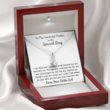 The perfect gift for mom on your wedding day.Ribbon shaped,14K white gold over stainless steel,clear crystals, a sparkling 7mm round  Cubic Zirconia. 