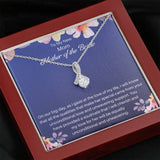 The perfect mother of the bride gift from groom. Heartfelt message card included from Groom to new Mother in law. Ribbon shaped,14K white gold over stainless steel,clear crystals,sparkling 7mm round Cubic Zirconia.