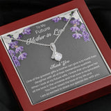 The perfect mother of the bride gift from groom. Heartfelt message card included from Groom to new Mother in law. Ribbon shaped,14K white gold over stainless steel,clear crystals,sparkling 7mm round Cubic Zirconia.