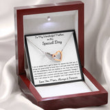 Your Mom  will love this Interlocking Hearts Necklace with heartfelt message card. Cubic Zirconia. High quality polished surgical steel.18"-22".