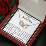 Your Mom will love this Interlocking Hearts Necklace with heartfelt message card. Cubic Zirconia. High quality polished surgical steel.18"-22".