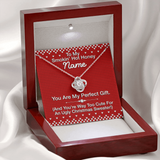 Gift For Wife Christmas, Personalized Names Love Knot Necklace, To My Smokin' Hot Honey Message Card