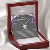 The perfect gift for your new mother in law from the groom. Brilliant 14k white gold, Zirconia crystal with smaller cubic zirconia. Includes a heartfelt message card from the groom to his new mother in law.