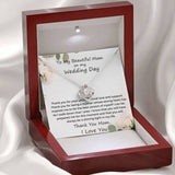 The perfect gift for mom on your wedding day. Brilliant 14k white gold, Zirconia crystal with smaller cubic zirconia. Includes a heartfelt message card from daughter to mother.
