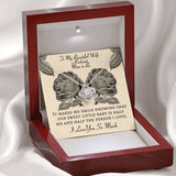 The perfect gift for your wife and mom to be! Includes heartfelt message card. Brilliant 14k white gold, Zirconia crystal with smaller cubic zirconia. Message card that reads: "To my beautiful wife and radiant mom to be, It makes me smile knowing that our sweet little baby is half me and half the person I love. I love you so much.