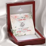 Surprise your loved one with this gorgeous this beautiful Love Knot Necklace gift today representing an unbreakable bond between two souls.The card reads "When I tell you I love you,I don't say it out of habit or to make conversation, I say It to Remind You That You Are The Best Thing That Ever Happened To me.Brilliant 14k white gold over stainless steel,adjustable cable chain with alobster clasp.The center cubic zirconia crystalis surrounded with smaller cubic zirconia.