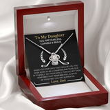 Encouragement Gift For Daughter From Dad, Fearless Brave and Capable Message Card Love Knot Necklace