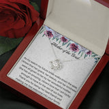 The perfect gift for your new mother in law from the groom. Brilliant 14k white gold, Zirconia crystal with smaller cubic zirconia. Includes a heartfelt message card from the groom to his new mother in law.