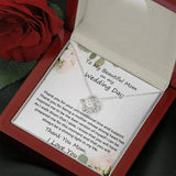 The perfect gift for mom on your wedding day. Brilliant 14k white gold, Zirconia crystal with smaller cubic zirconia. Includes a heartfelt message card from daughter to mother.