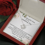 The perfect gift for mom on your wedding day. Brilliant 14k white gold, Zirconia crystal with smaller cubic zirconia. Includes a heartfelt message card from daughter to mother.