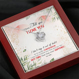 Surprise your loved one with this gorgeous this beautiful Love Knot Necklace gift today representing an unbreakable bond between two souls.The card reads "When I tell you I love you,I don't say it out of habit or to make conversation, I say It to Remind You That You Are The Best Thing That Ever Happened To me.Brilliant 14k white gold over stainless steel,adjustable cable chain with alobster clasp.The center cubic zirconia crystalis surrounded with smaller cubic zirconia.