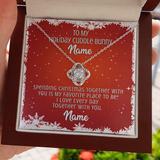 Gift For Wife Christmas, Personalized Names Love Knot Necklace, My Cuddle Bunny Message Card,