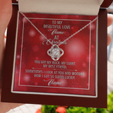 Gift For Wife Christmas, Personalized Names Love Knot Necklace, You Are My Rock Message Card