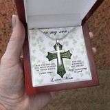 Gift For Son From Mom-St. Patrick's Day Cross Necklace