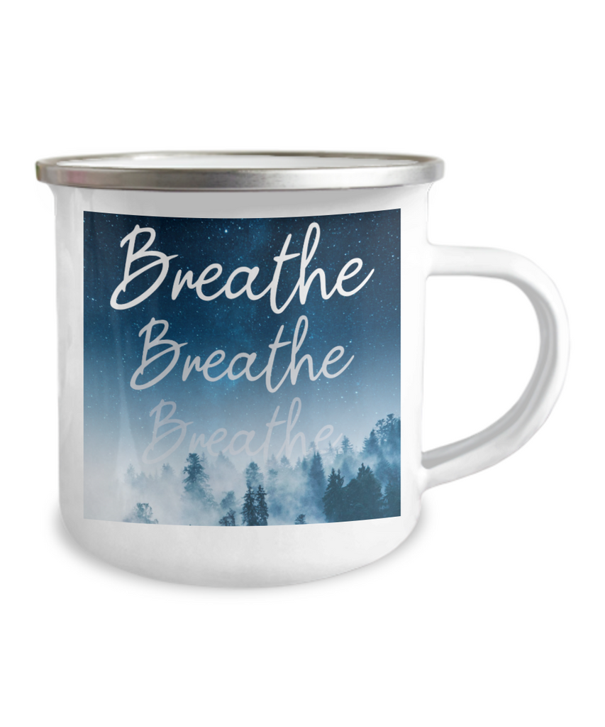 Don't sweat finding the perfect gift ever again! "Breathe", This Camper Mug is the perfect gift for a person's uniqueness. 12oz , stainless steel, enamel finish.