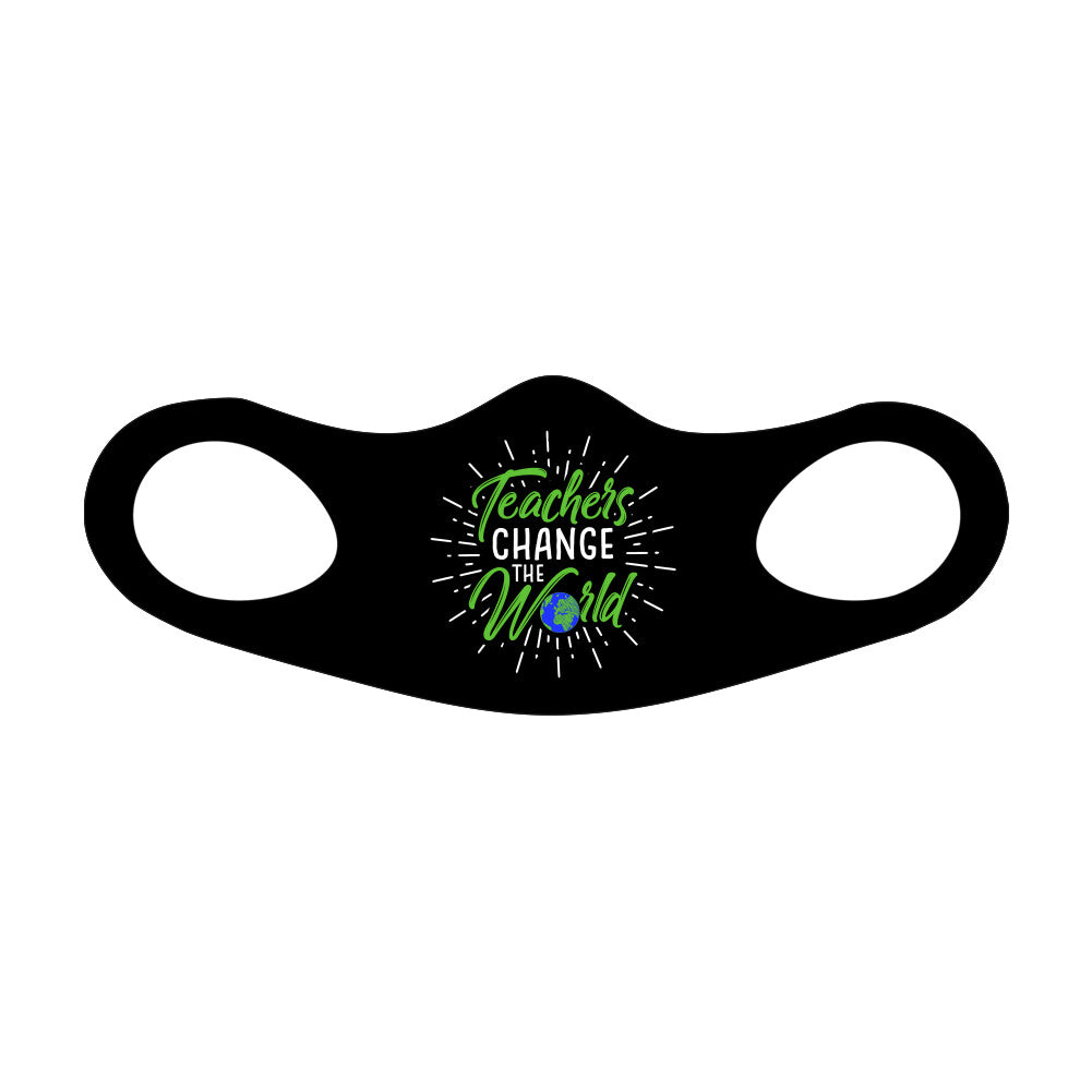 Teachers Change The World Fitted Face Mask and Face Covering, Washable and reusable, non medical grade, Breathable and non voice cancelling,Color Black