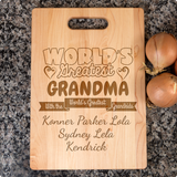 WORLD'S GREATEST GRANDMA PERSONALIZED CUTTING BOARD