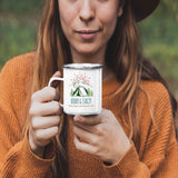 Customizable Retro Style Adventuring Together 12oz Tin Camping Mug. Personalize with your names and date
