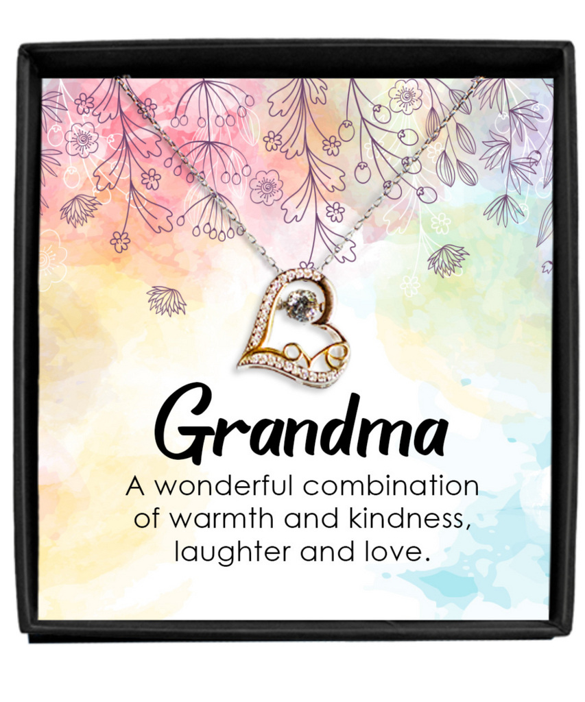 Great Gift For Grandma - Love Heart Necklace with Message Card