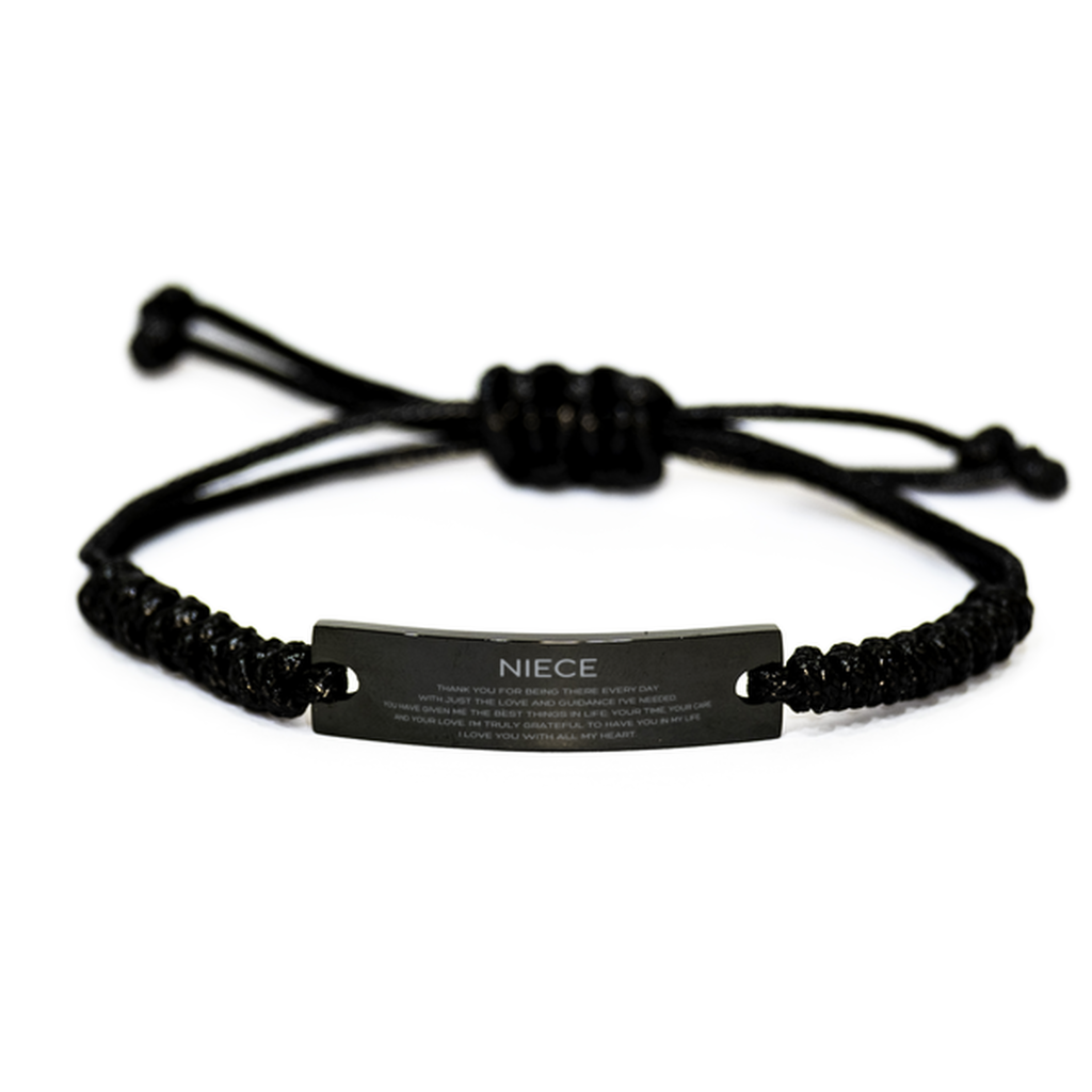 Niece Gifts, Thank you for being there every day, Thank You Gifts For Niece, Birthday Christmas Black Rope Bracelet For Niece